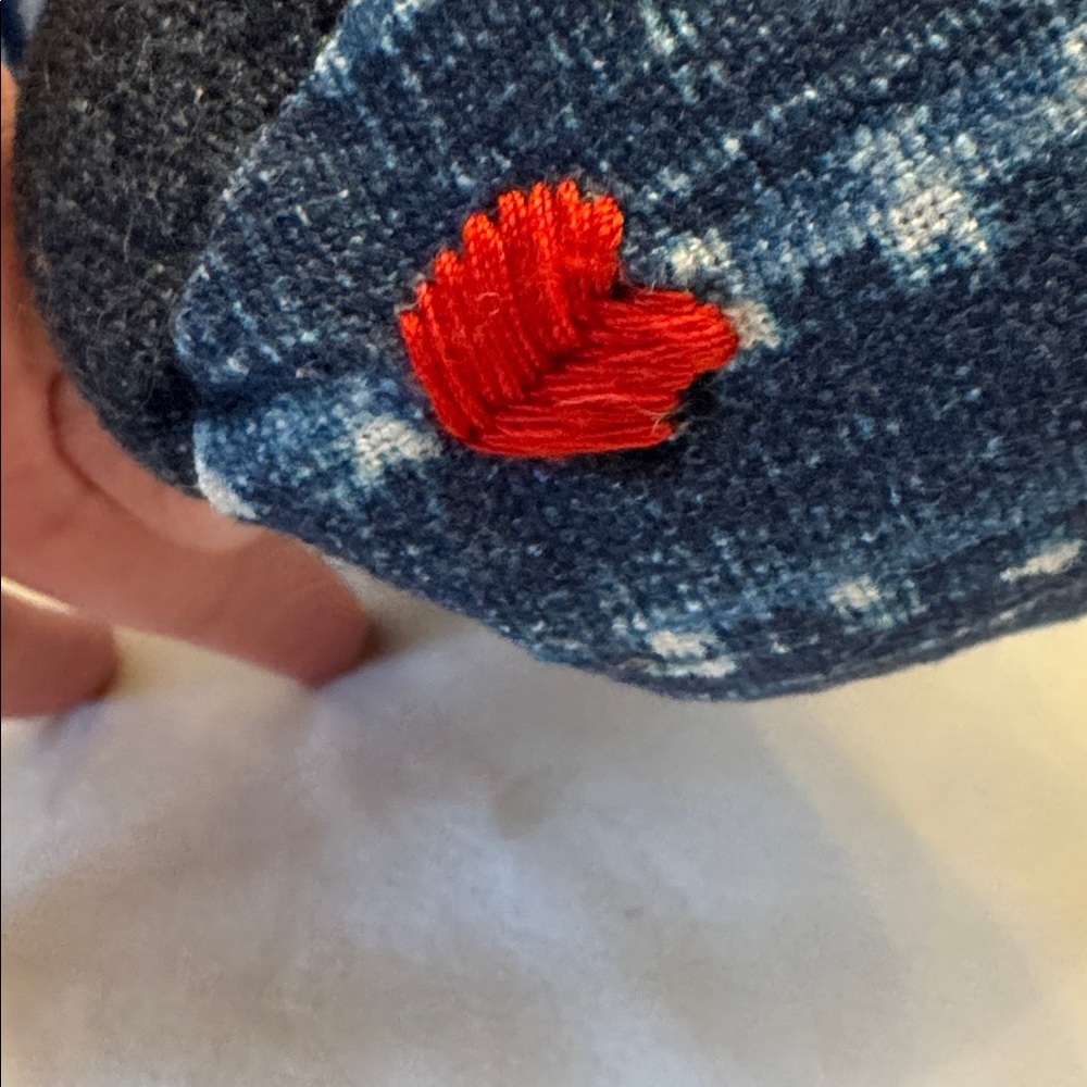 Pottery Barn Nelson Teddy Patchwork Pillow - Blue and Red - Picture 6 of 12